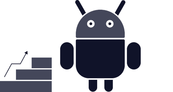 Android-style robot with a difficulty graph